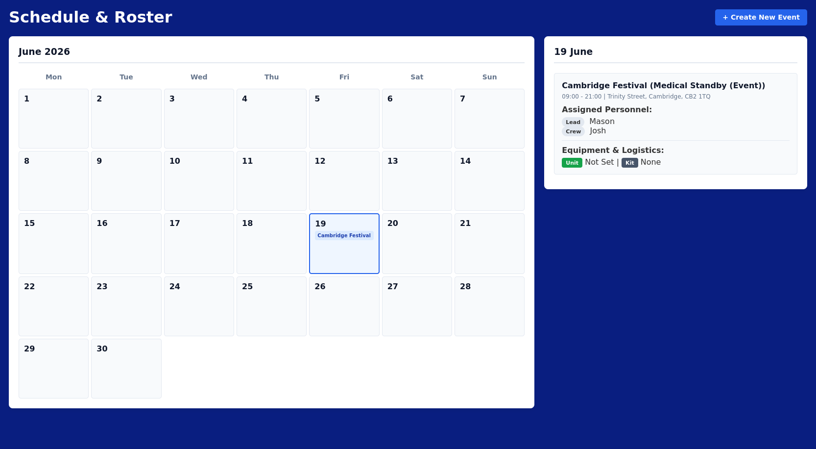 Events Calendar